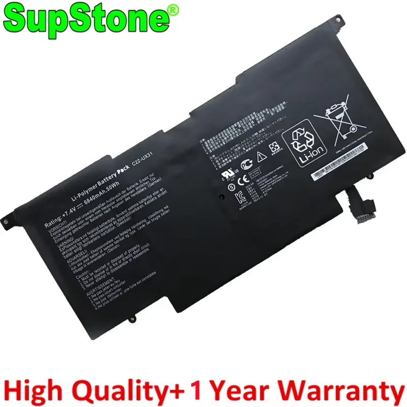 SupStone New C22-UX31 C23-UX31 Laptop Battery For Asus Zenbook UX31E UX31E-DH72 UX31A Ultrabook UX31A-R4004H BX31E BX31A