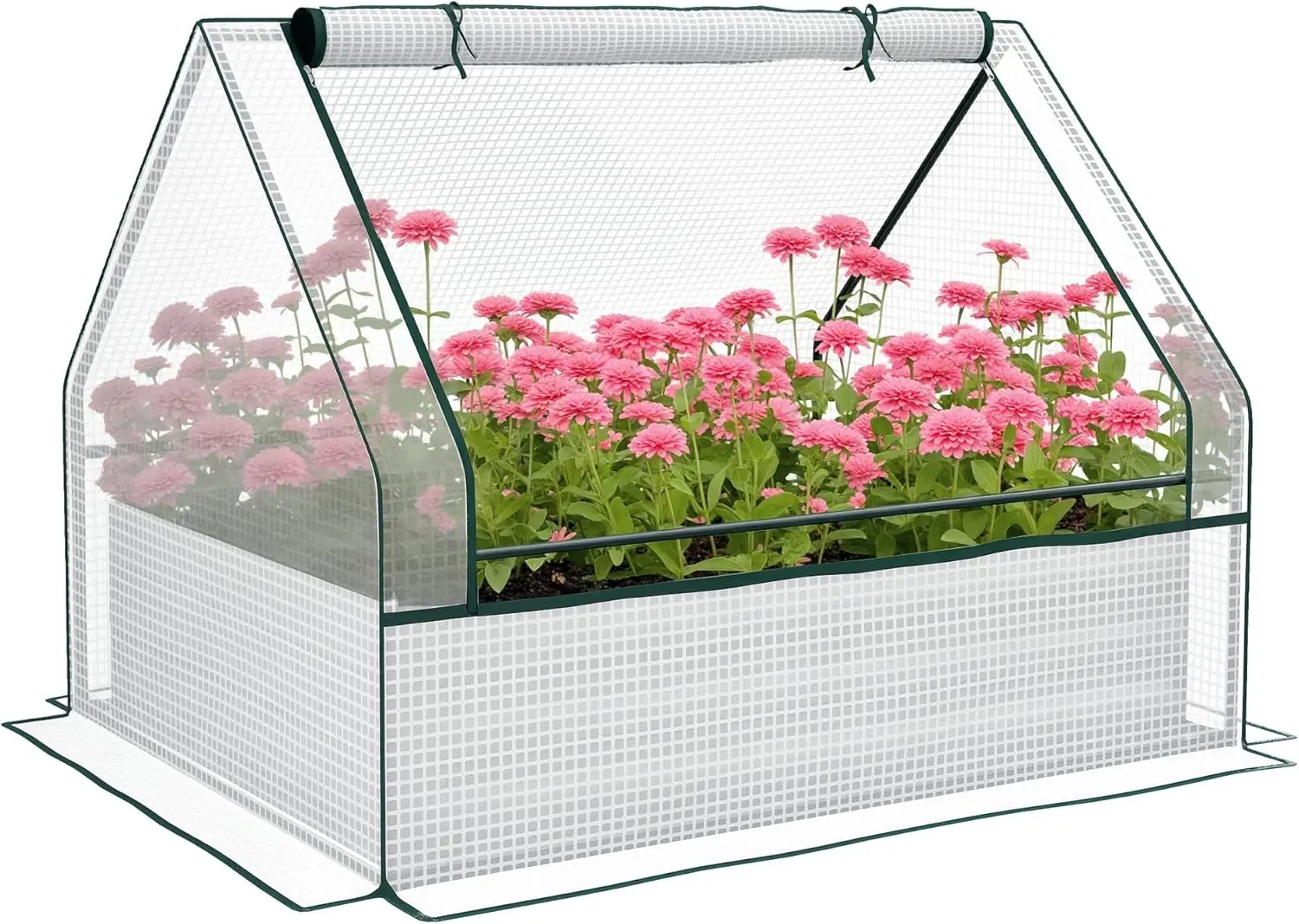 

4 x 3 x 1ft Raised Garden Bed with Mini Greenhouse, Galvanized Outdoor Planter Box with Cover, for Herbs and Vegetables, Use for