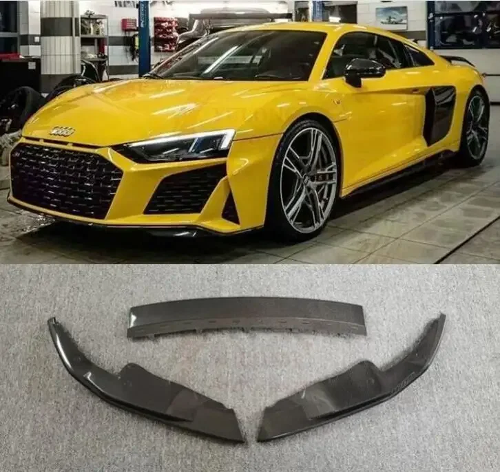 

3pcs/set Real Carbon Fiber Front Bumper Lip Splitters Fog Light Cover For Audi R8 V8 V10 GT 2021 2022 2023