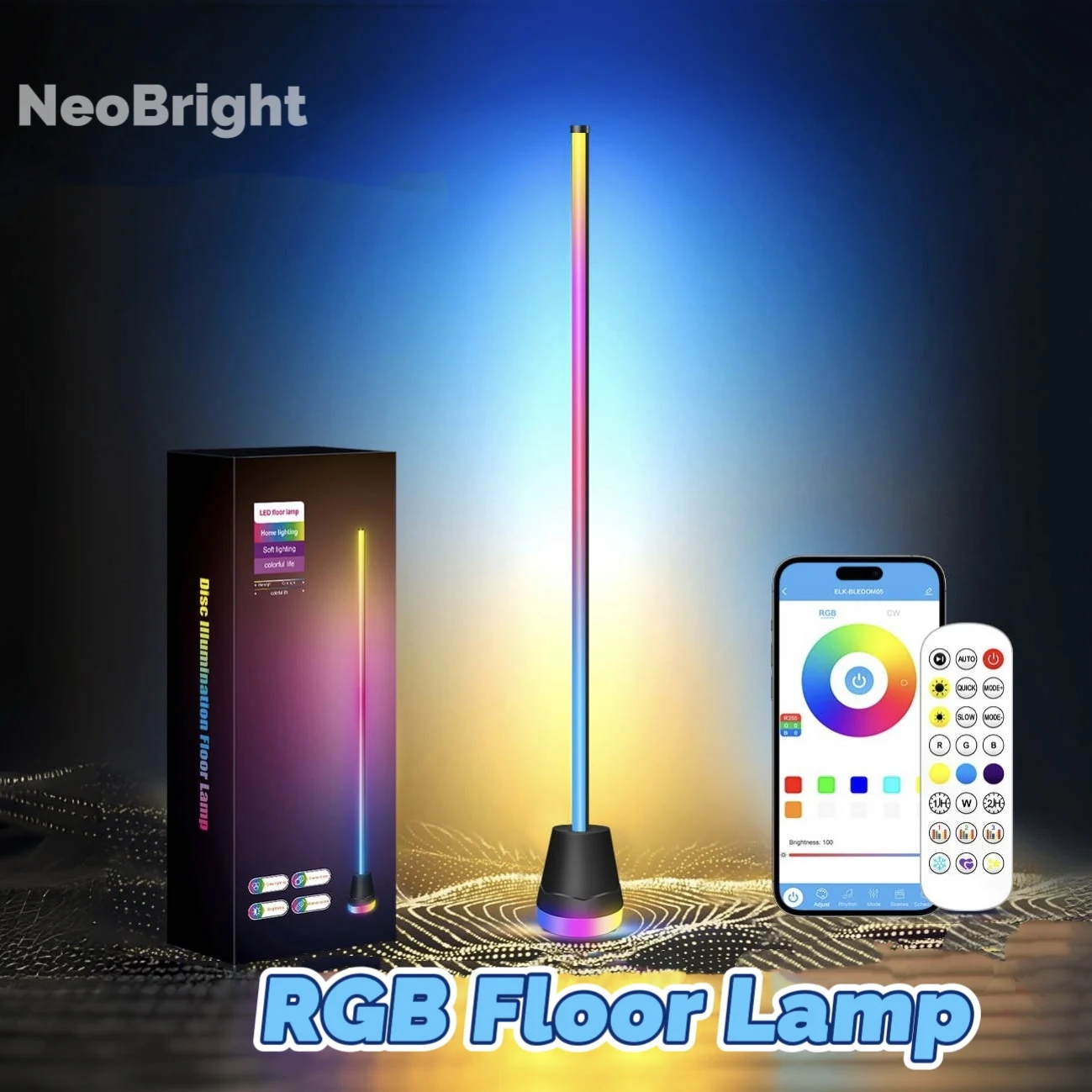 

140 см цилиндрический торшер светодиодный беспроводной Smart APP RGB торшер красочная атмосферная лампа для украшения игровой спальни