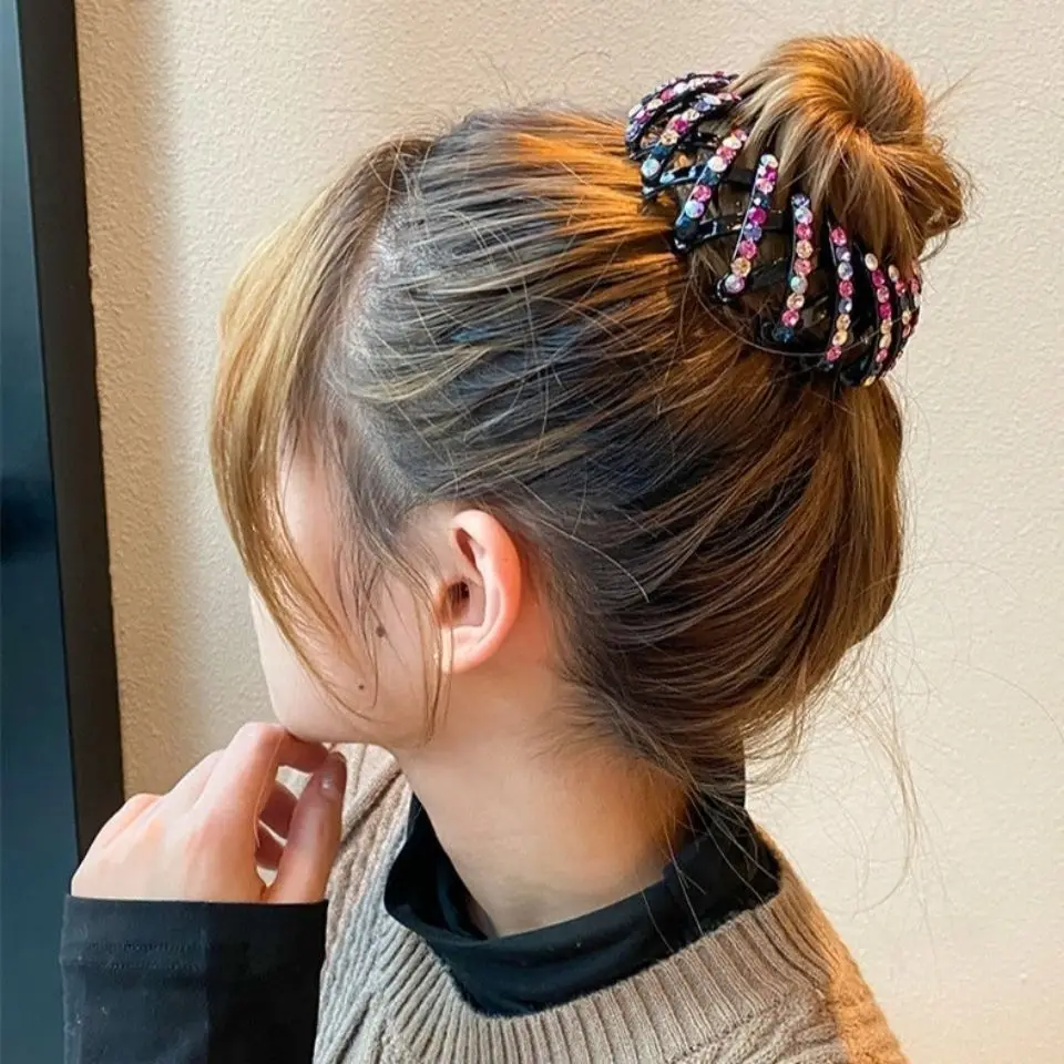Заколка для волос с градиентом и стразами «Птичье гнездо», крутая выдвижная заколка для девочек, модная заколка для головы с шаром для девочек, аксессуары для волос
