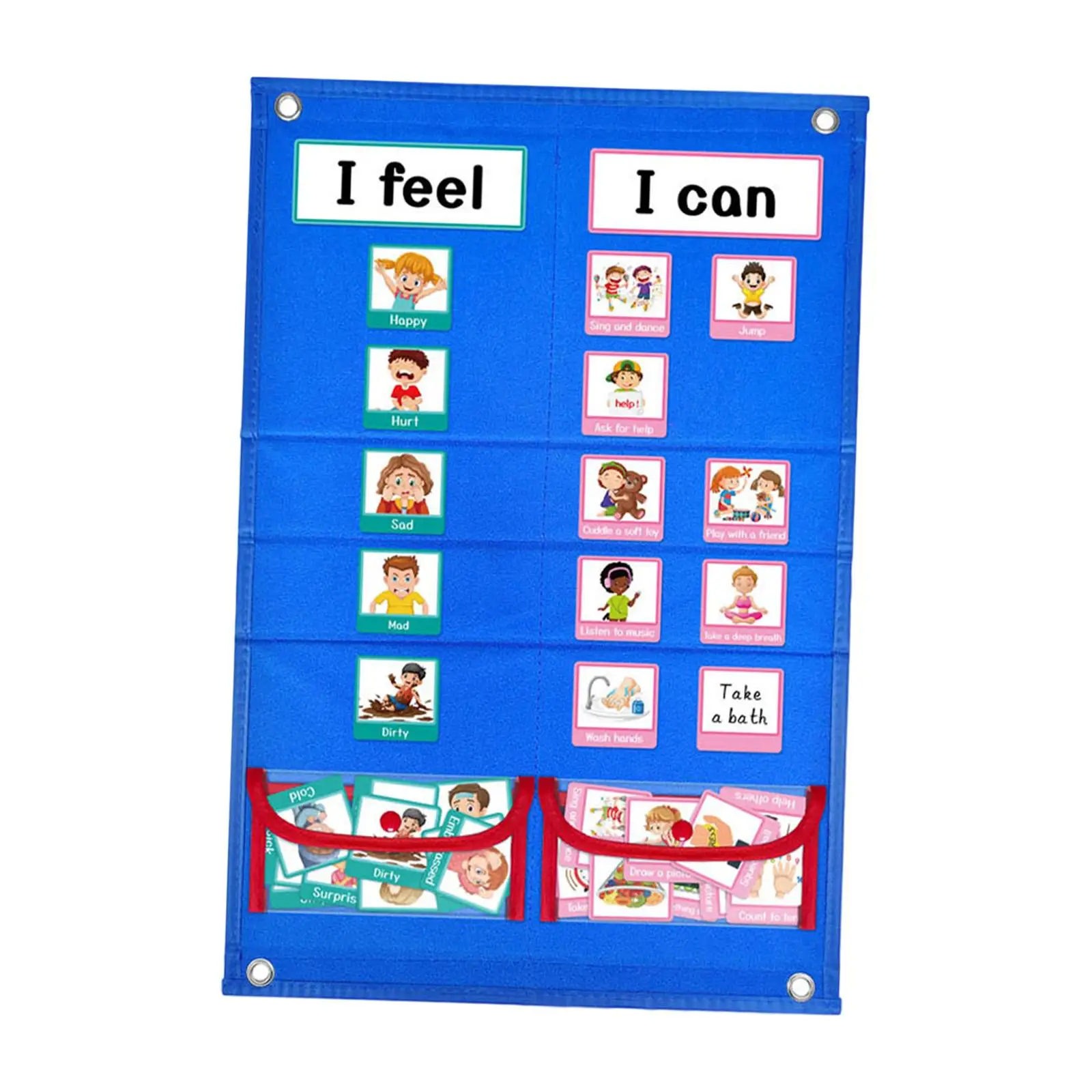 Kids Visual Schedule Reward Chart Foldable Bedtime Chart Removable Routine Pocket Chart for Ground Table Desk Classroom Children