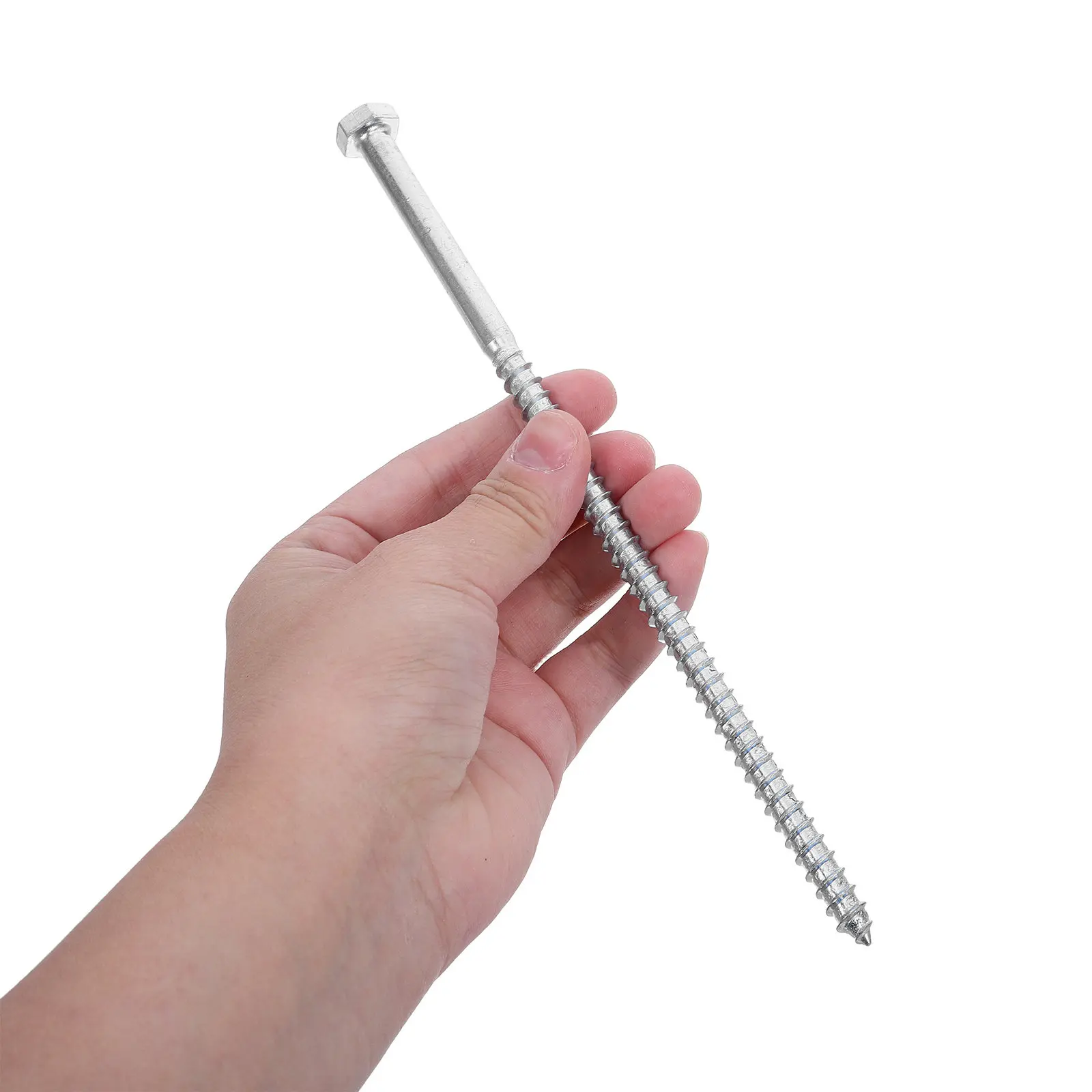 Hex Head Lag Screws 10Pcs M8 x 8 Inch Heavy Duty Self Tapping Wood Bolts for Deck Joists Outdoor Timber