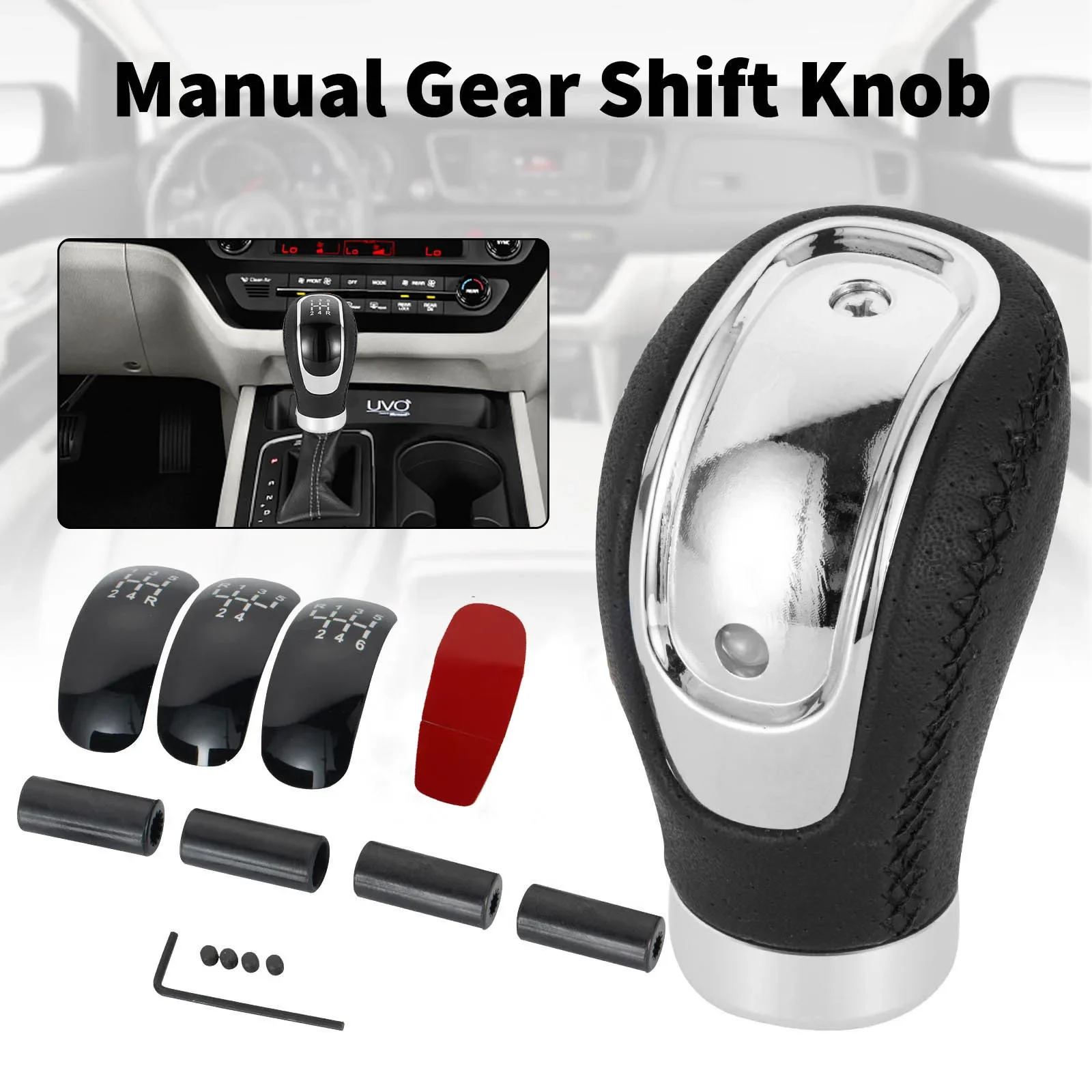 

5/6 Speed Shifter Lever Car PU Leather With Gear Knob Gear Shift Knob Replaceable Cap Cover Car Accessories Manual Transmission