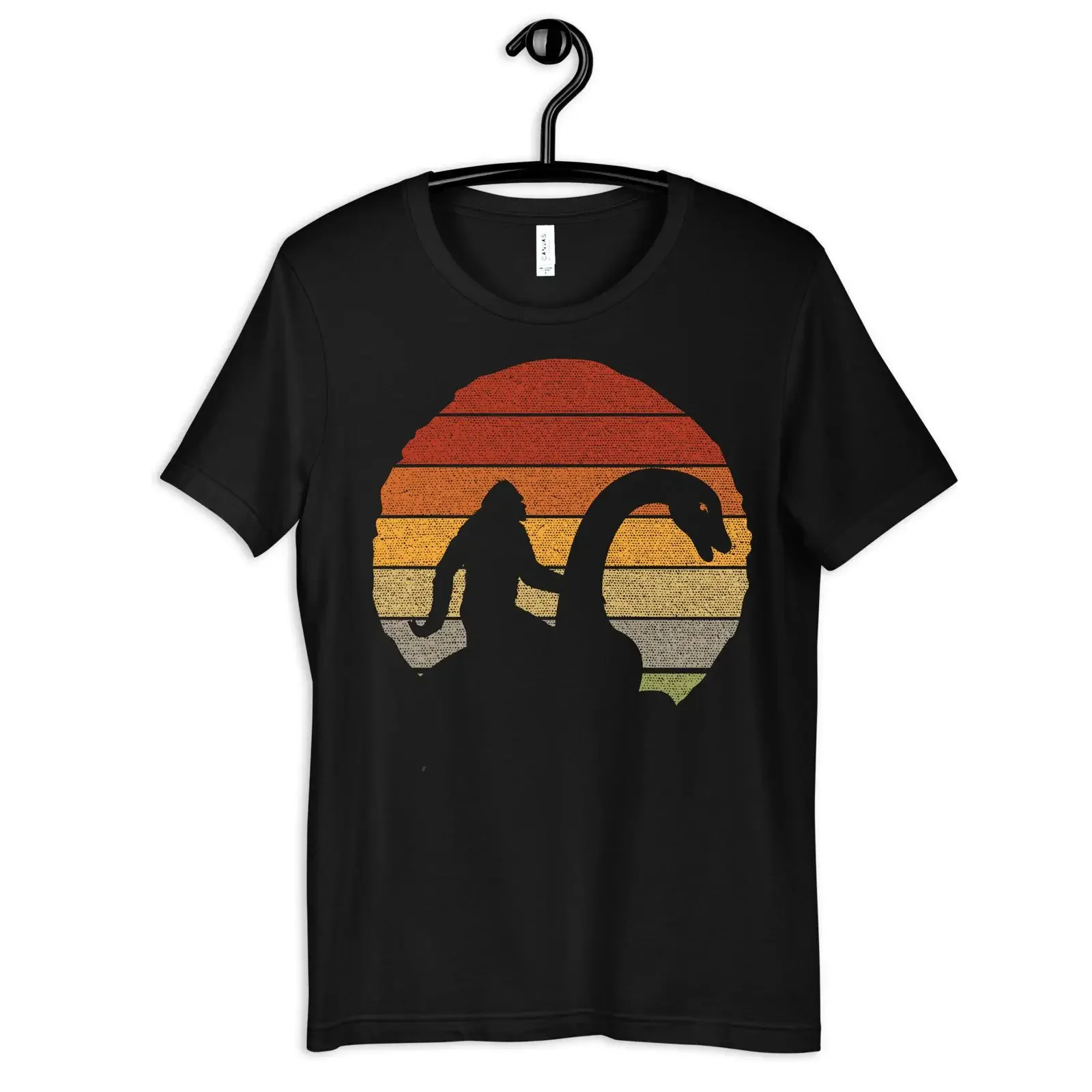 Vintage Retro Bigfoot Riding Loch Ness Monster T Shirt Funny Sasquatch Cryptid Cryptozoology for Kids vintage Washed fashion
