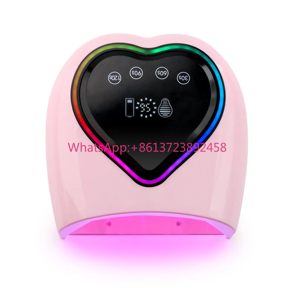nouvelle-arrivee-2024-lampe-uv-led-pour-ongles-pro-cure-sans-fil-grand-ecran-en-forme-de-cœur-98w-lumiere-d'ambiance-arc-en-ciel-lampe-de-sechage-du-gel