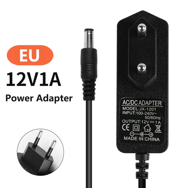 EU Plug AC100-240V Power Supply 12V 2.1mm-2.5mm*5.0mm Power Adapter Wall Charger Transformer For CCTV Camera LED Strip Light