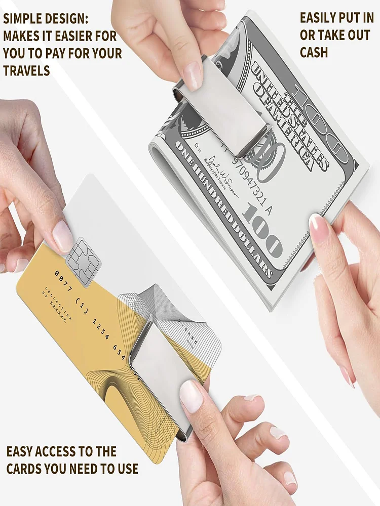 1/2 Pack Stainless Steel Money Clip Men's Wallet Simple Design Credit Card Holder Wallet Cash Organizer