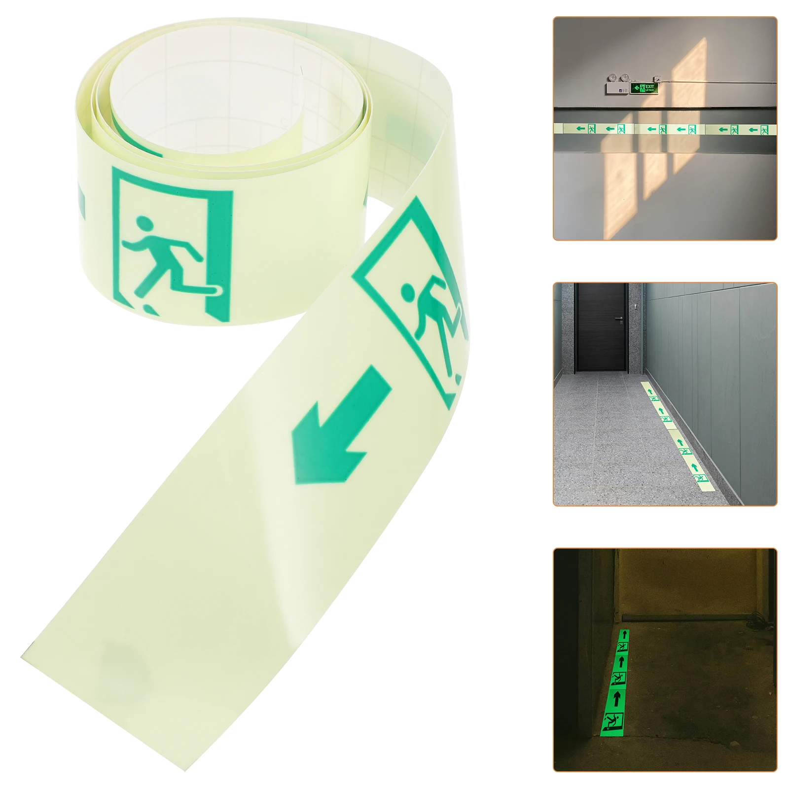 

1 Roll Night Glow Safety Warning Sticker Luminous Direction Symbol Decal Facility Caution Sign For Apartment