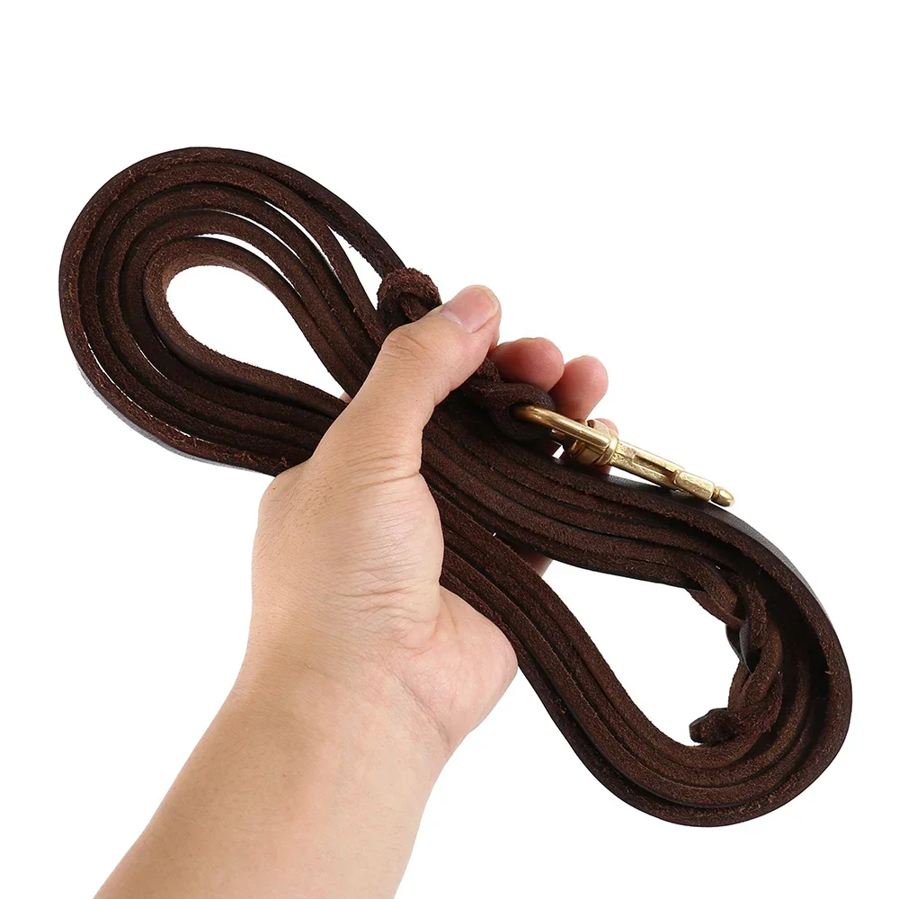 2/3M Genuine Leather Dog Leash Soft Strong Heavy Duty Shepherd Dog Walking Training Leads For Medium Large Dog Brown