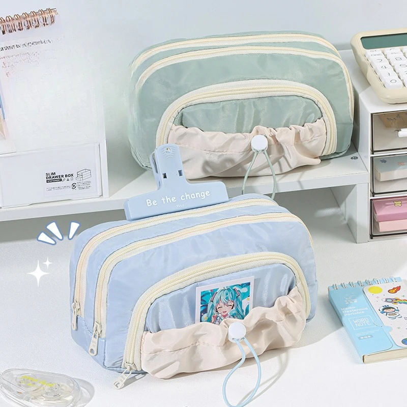 

Cream-colored Pencil Case, Large-capacity, High-appearance-level Stationery Box, Simple Pencil Case for Middle School Students