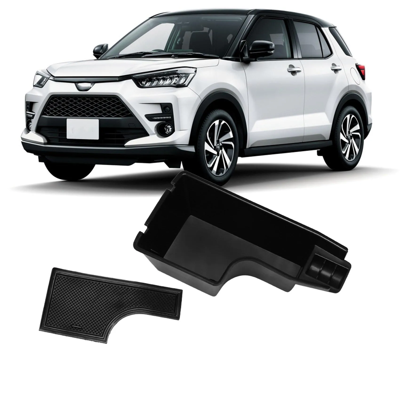 ABQB-For Toyota Rise Raize 2019-2021 Car Central Console Armrest Storage Box Pallet Tray Container With Rubber Mat