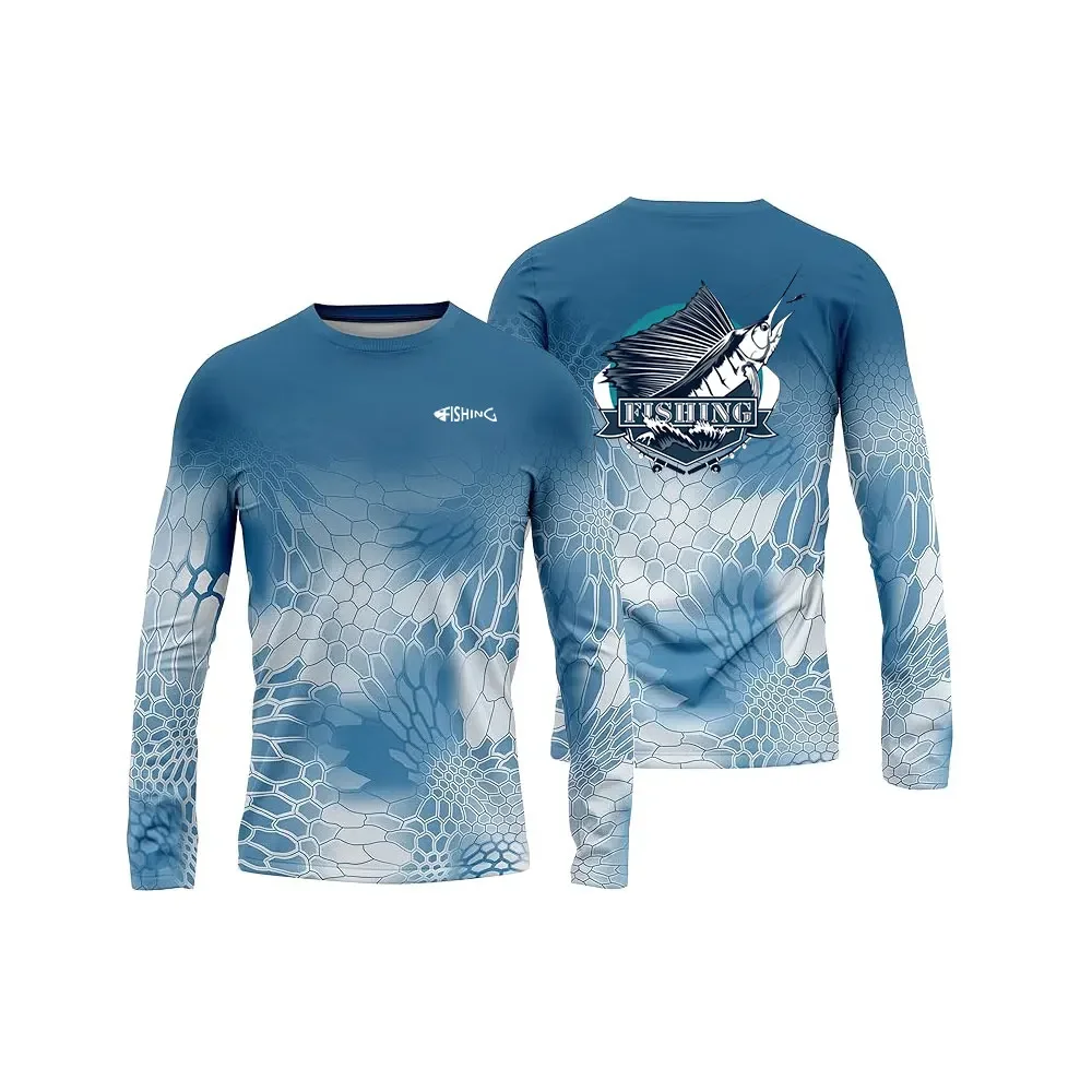 

Men's Outdoor Fishing Long Sleeve T-Shirt 3D Print Fish Pattern Autumn Casual Sports Pullover Loose Quick Dry Round Neck Clothes