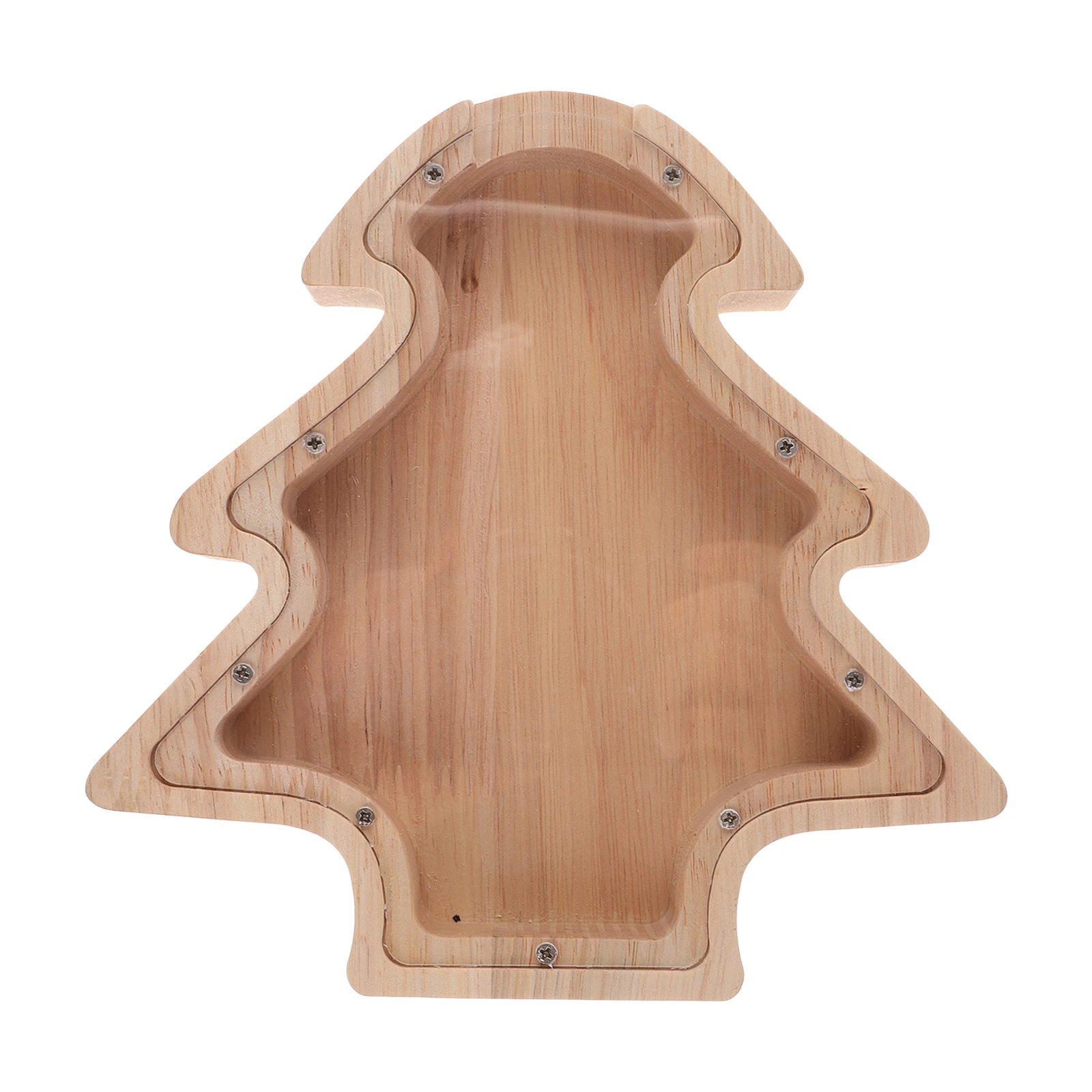 

Wooden Pine Tree Bank Creative Savings Jar Rustic Christmas Gift Piggy Bank for Kids Adults