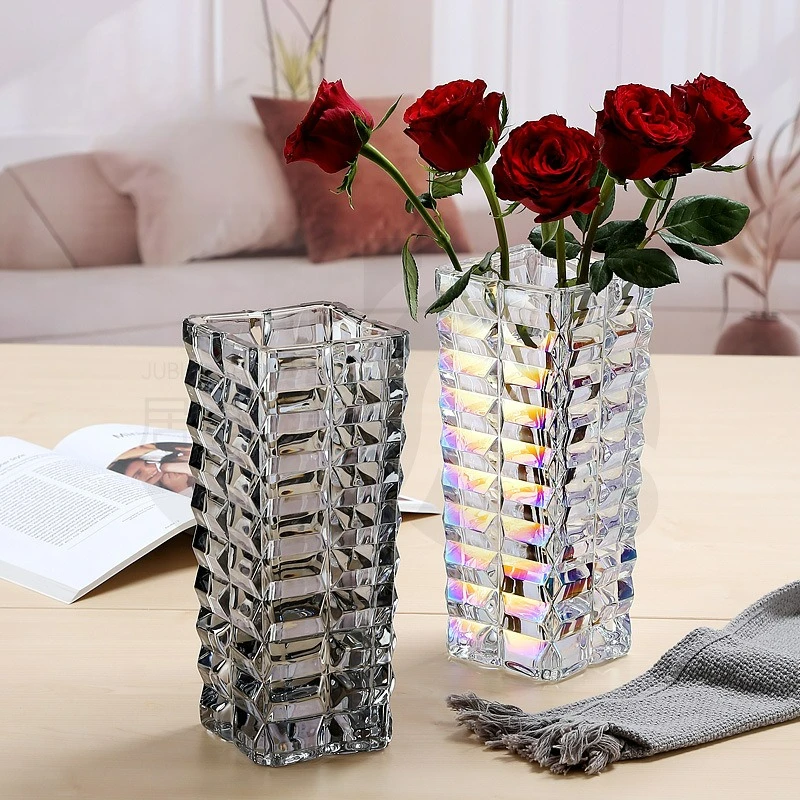 Light Luxury Crystal Glass Vase Diamond Modeling Design Creative Living Room Desktop Model Flower Arrangement Decorative Ornamen
