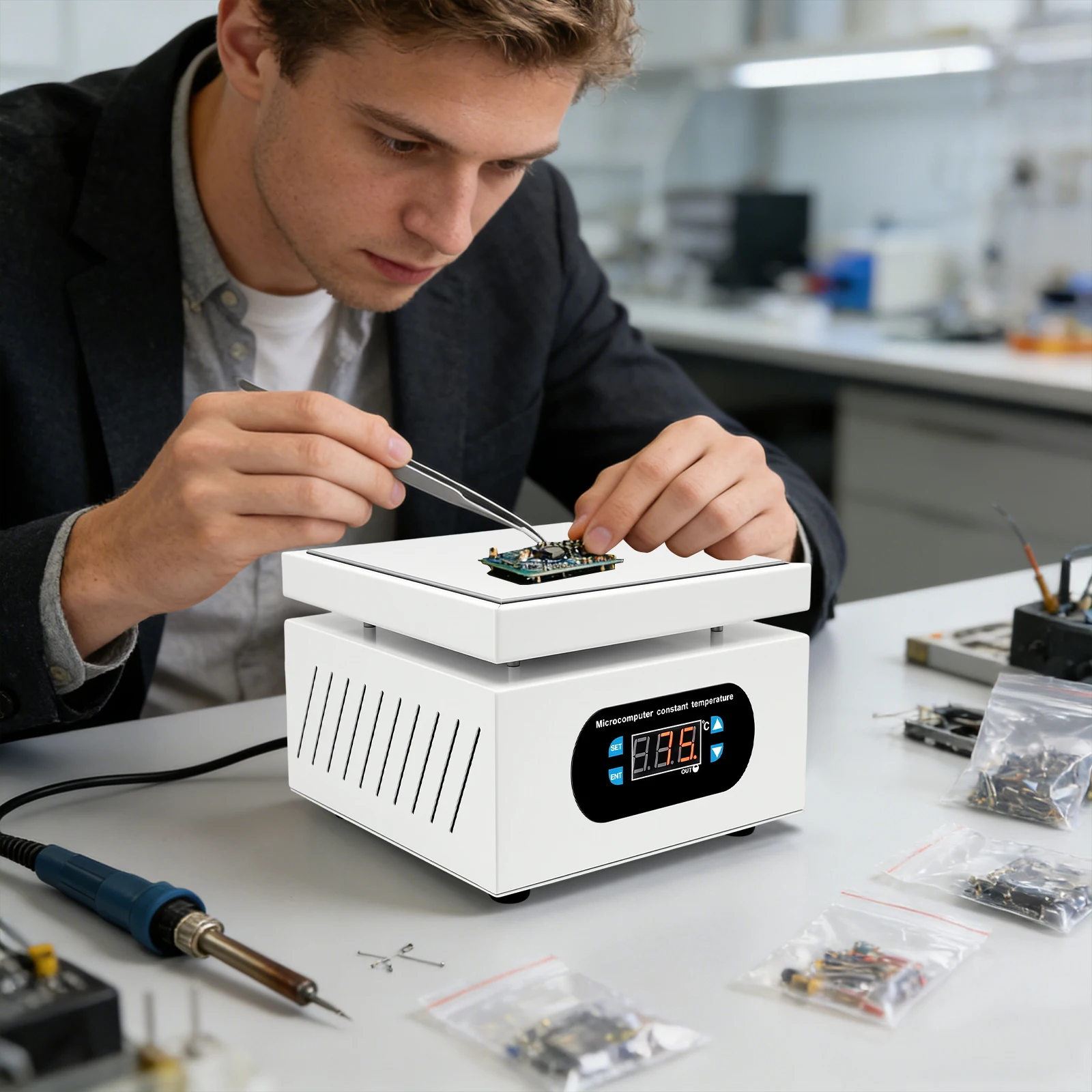 500W Elektrische Lötstation mit Mikrocomputer-Vorheizfunktion, Tischgerät 0-400°C ° C Verstellbar für PCB BGA Handy-Bildschirmreparatur
