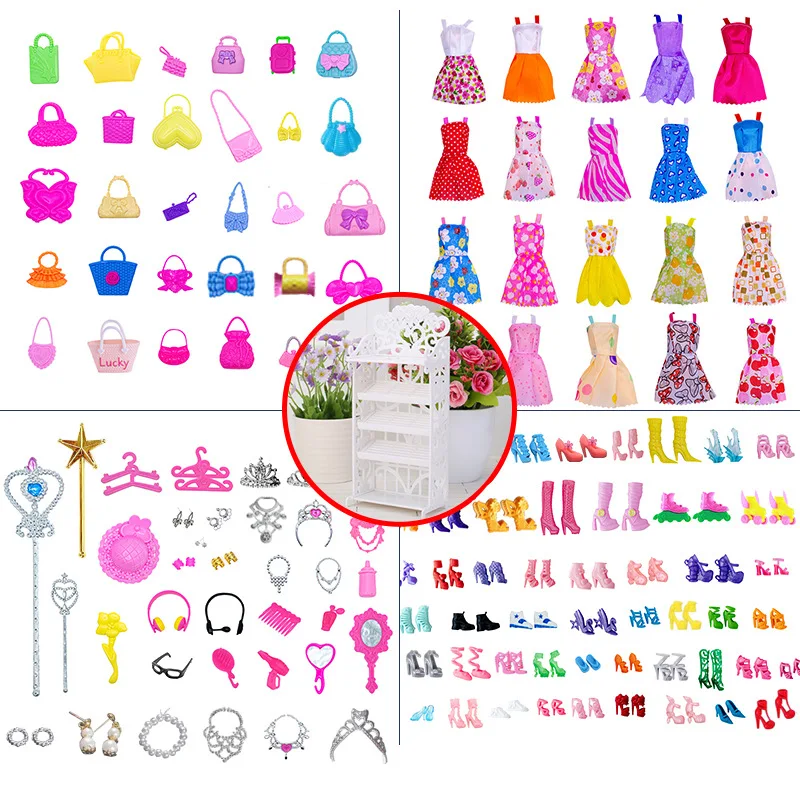 10/20/30/50 Pairs Sweet Princess-Style Fashion High Heels Handbags/Jewellery Set For 1/6 FR Babi Supermodel Doll Dress Up Parts