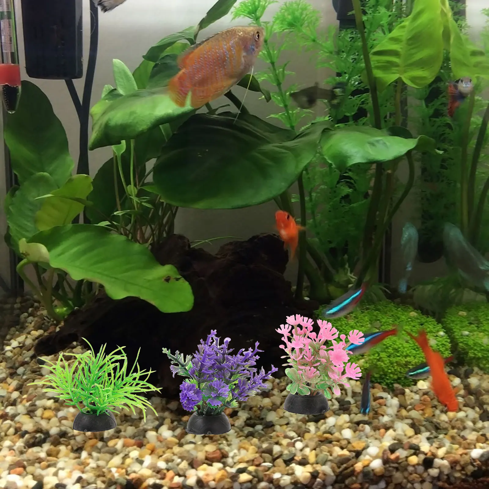 

7pcs Simulated Water Grass Aquarium Fish Tank Decorations For Betta Desktop Underwater Decor Safe Durable Plastic Faux Plants
