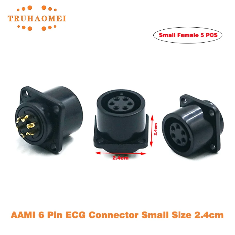 5 PCS AAMI 6 Pin ECG Connector Male or ECG Socket Female For Mindray Edan Goldway Biolight Comen Guoteng Patient Monitor