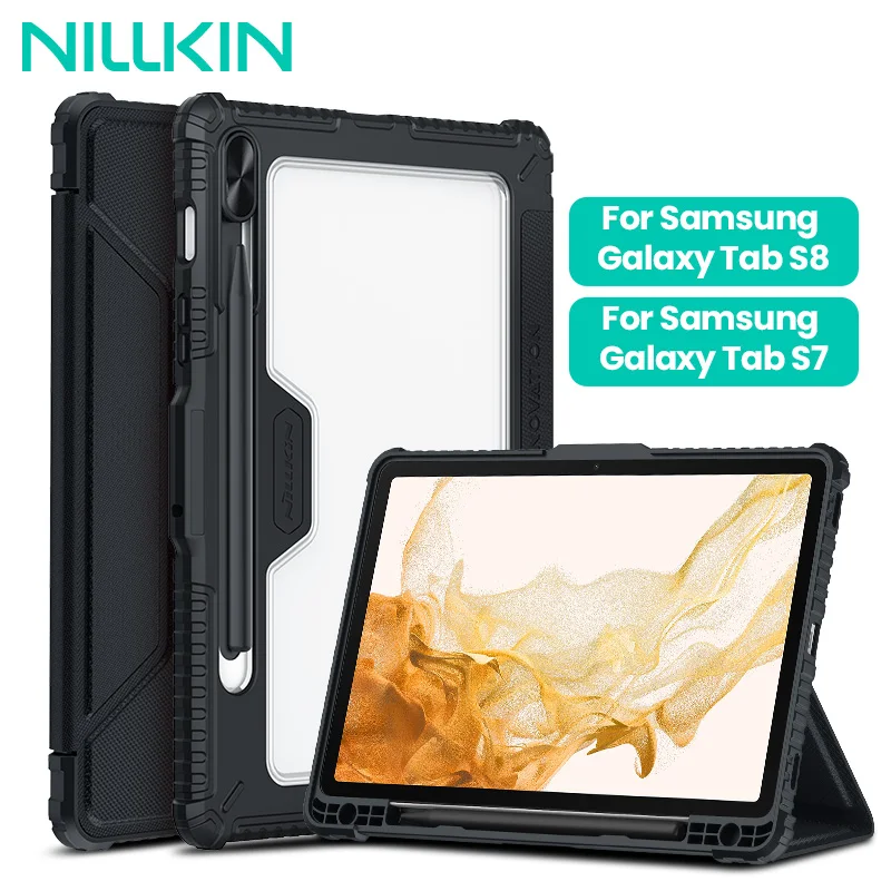 

Nillkin For Samsung Galaxy Tab S8 5G Magnetic Case Camera Protection Folding Cover With Pen Holder For Samsung Galaxy Tab S7