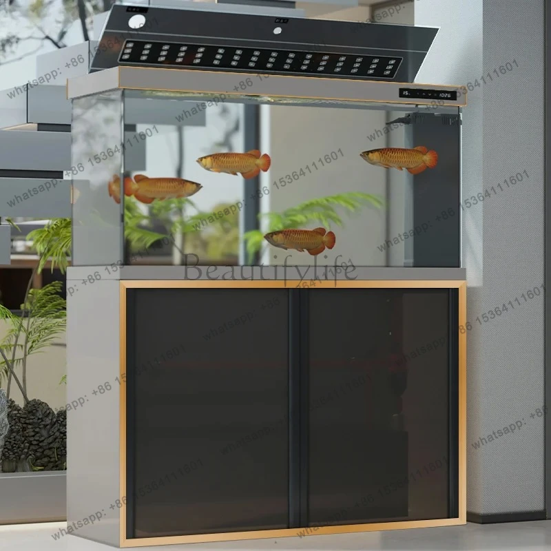 

Аквариум для гостиной, современный стиль, бытовой ультра-прозрачный стеклянный аквариум, экологический нижний фильтр, напольный аквариум