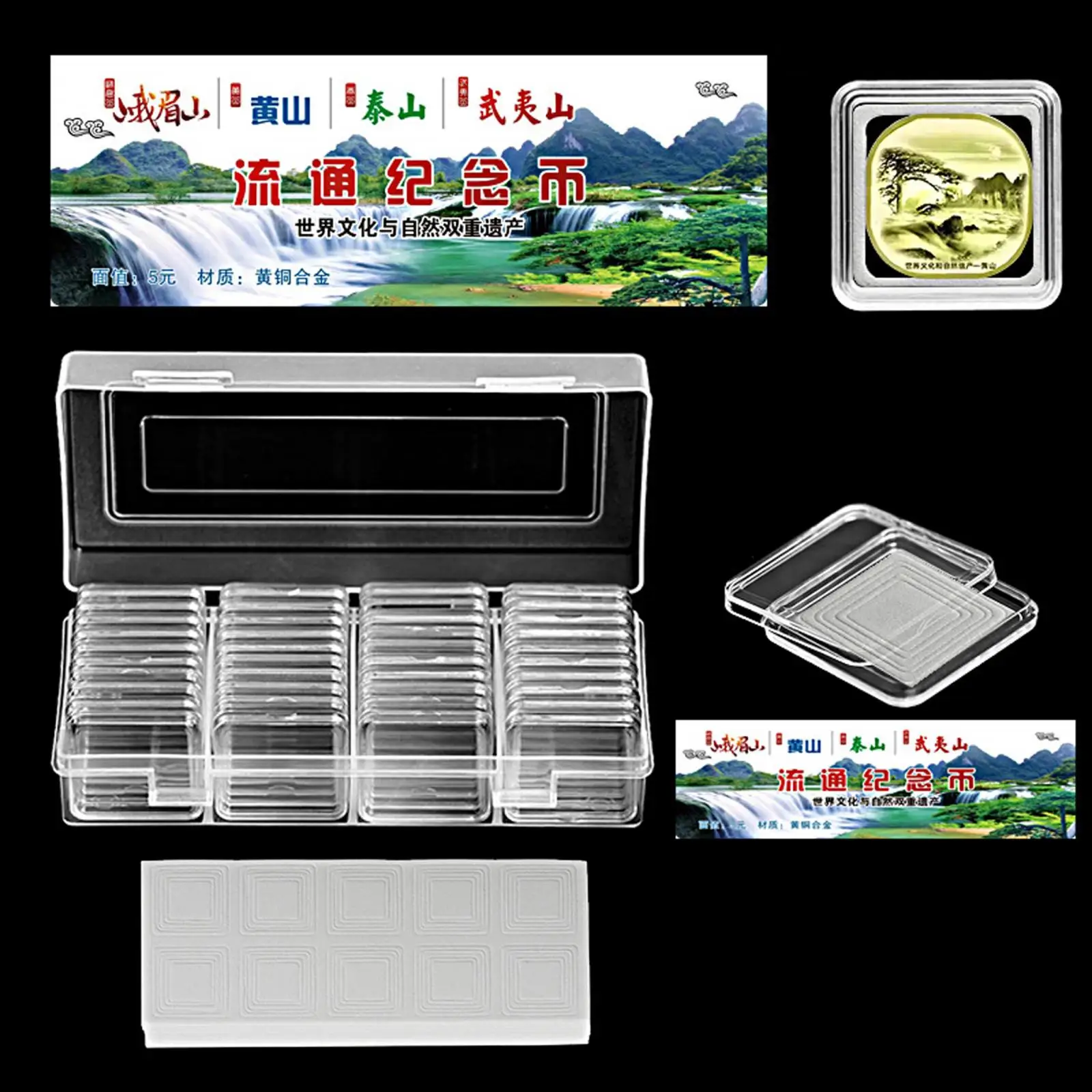 40Pcs Coin Capsules with Storage Organizer Transparent Collector Box Coin Storage Box Coin Holder for Collecting Coin Display