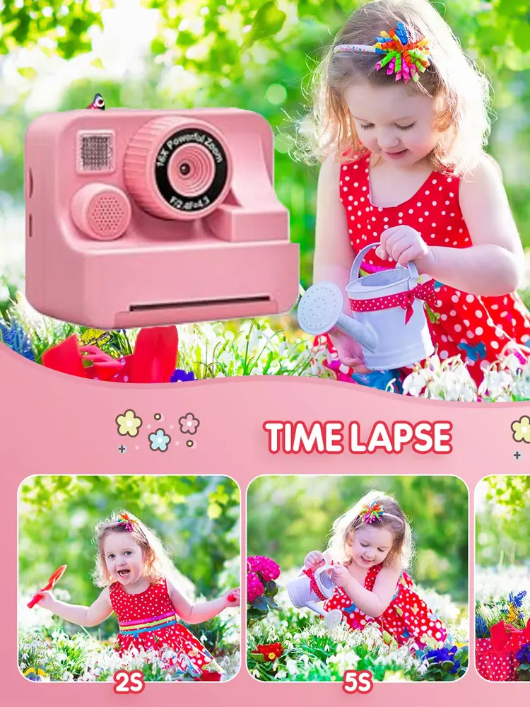 children's high-definition digital cameras for instant printing of photo labels camera toys with 32GBstorage cards holiday gifts