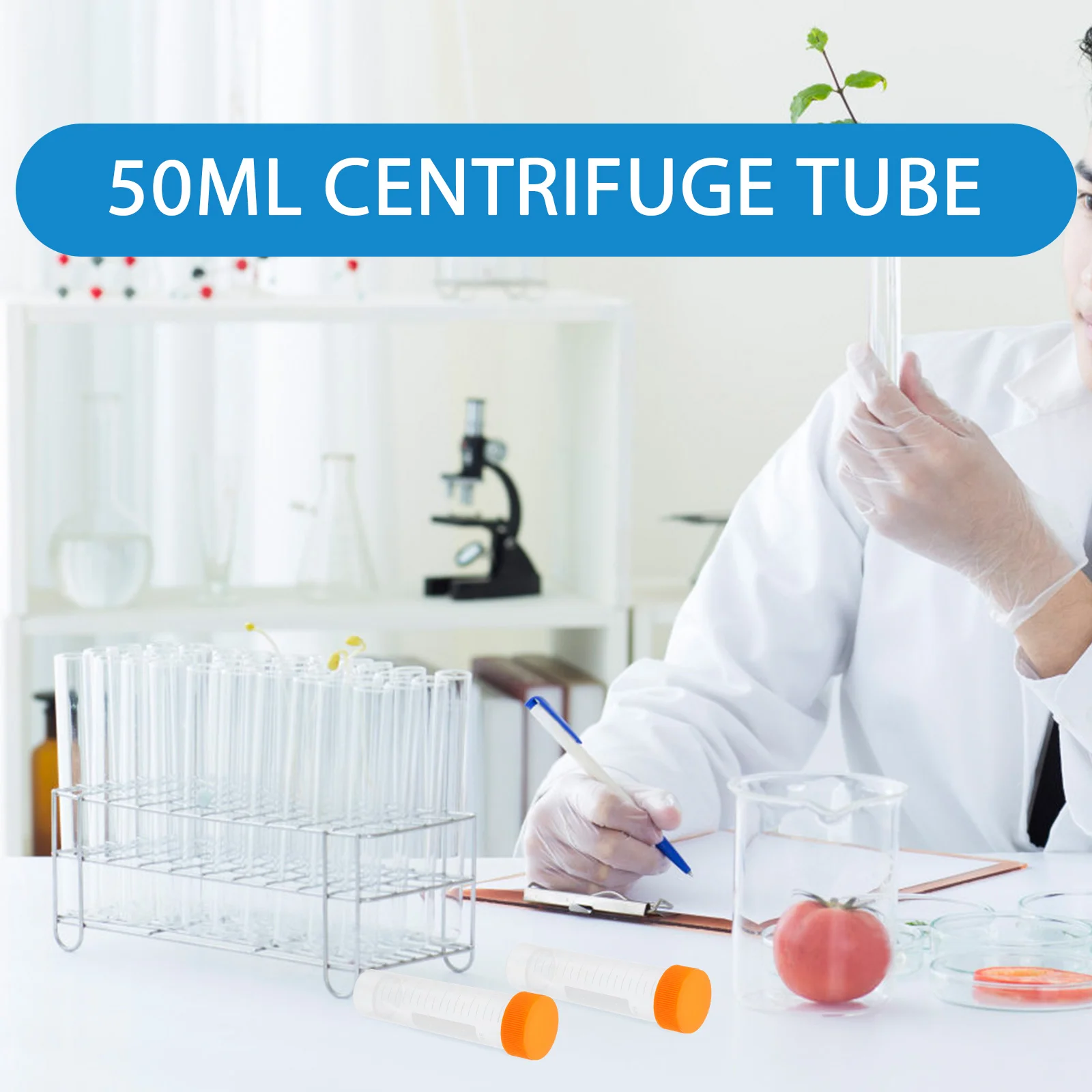 50 Pcs Tube Centrifuge Tube For Laboratory 50ml Screw Port Flat Bottom Laboratory Scale Professional Tool for Lab Use