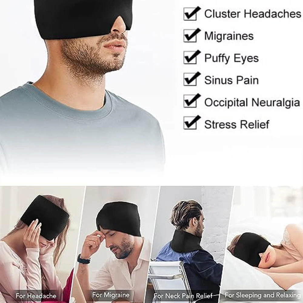 Migraine Ice Head Wrap Relief Hat Migraine Ice Pack Mask Flexible Gel Cold Compress Pack Eyes Tension Sinus & Stress Relief