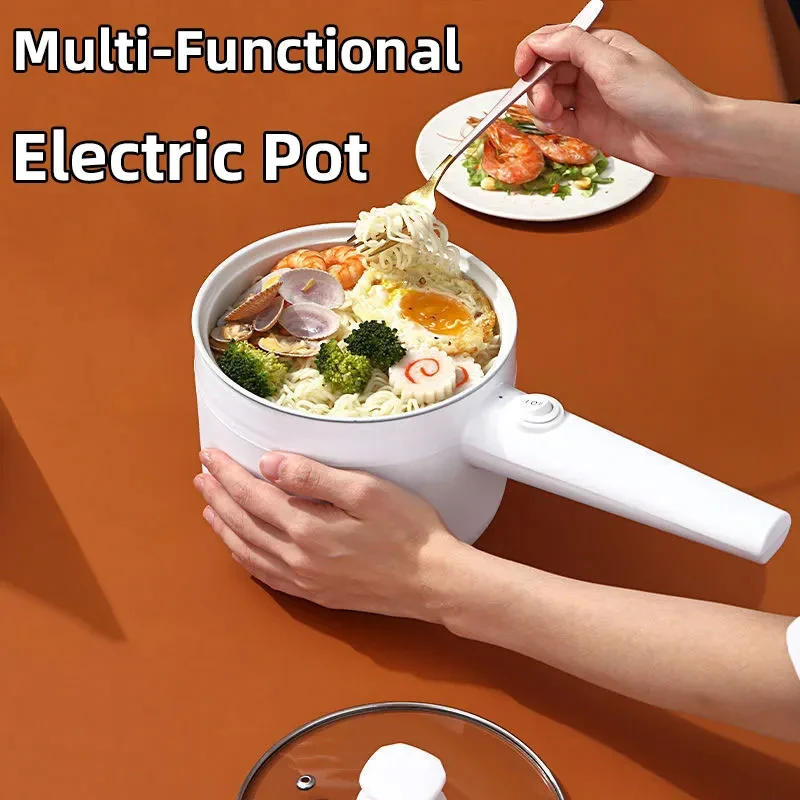 1.8L Multi-Functional Electric Pan, 600W 2 In 1 Instant Noodles Pot ,Non-Stick Kitchen Cooking Utensils Frying Household Cooker