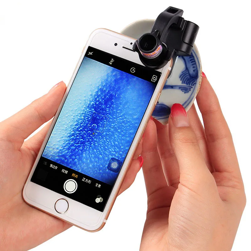 Universal Portable 90X LED Light Illuminant Identification Magnifier UV Light Loupe Pocket Clip Microscope for Smart Phone