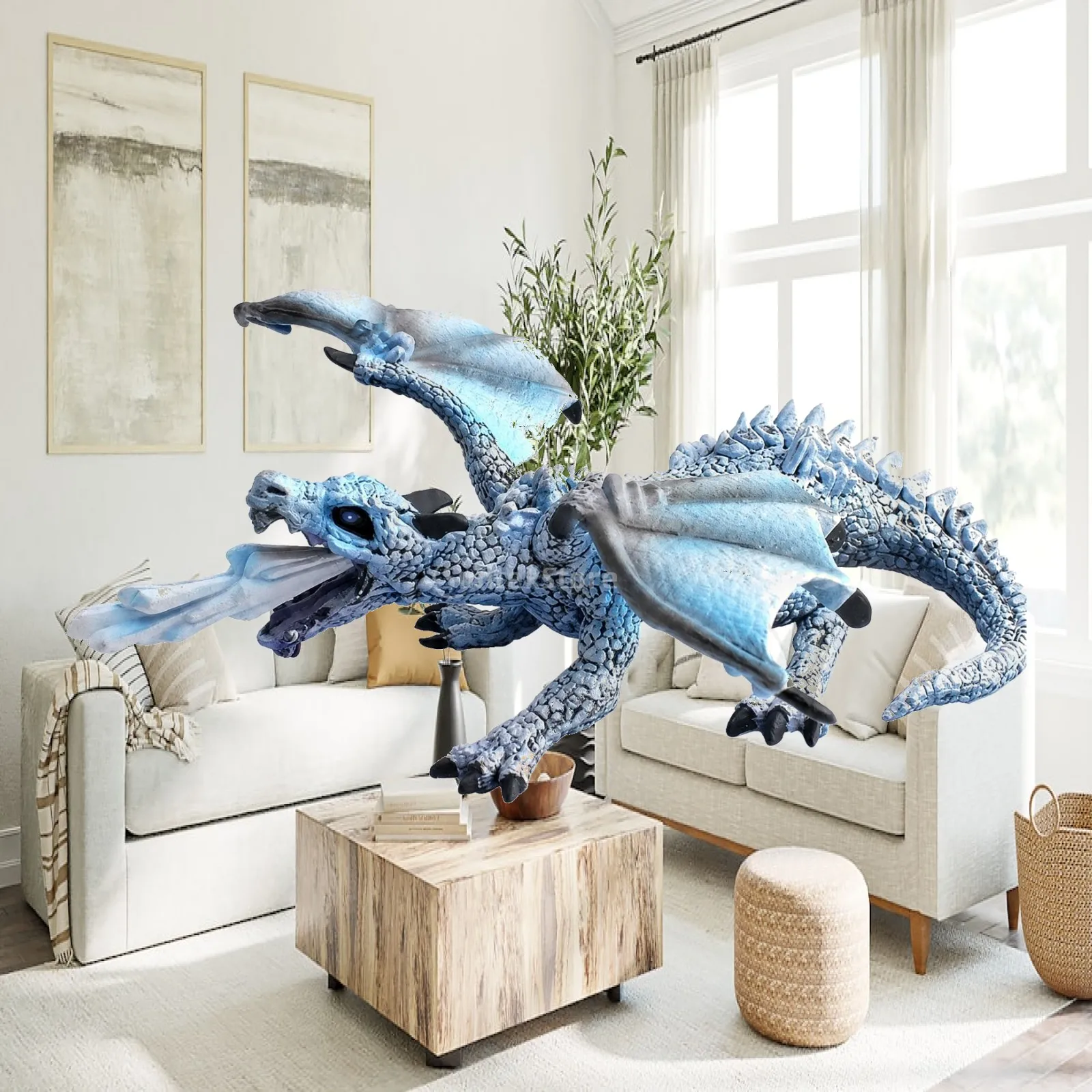 Four-Legged Dragon Model with Wings Lightweight PVC Dragon Figurine Sculpture Detailed Fantasy for Children