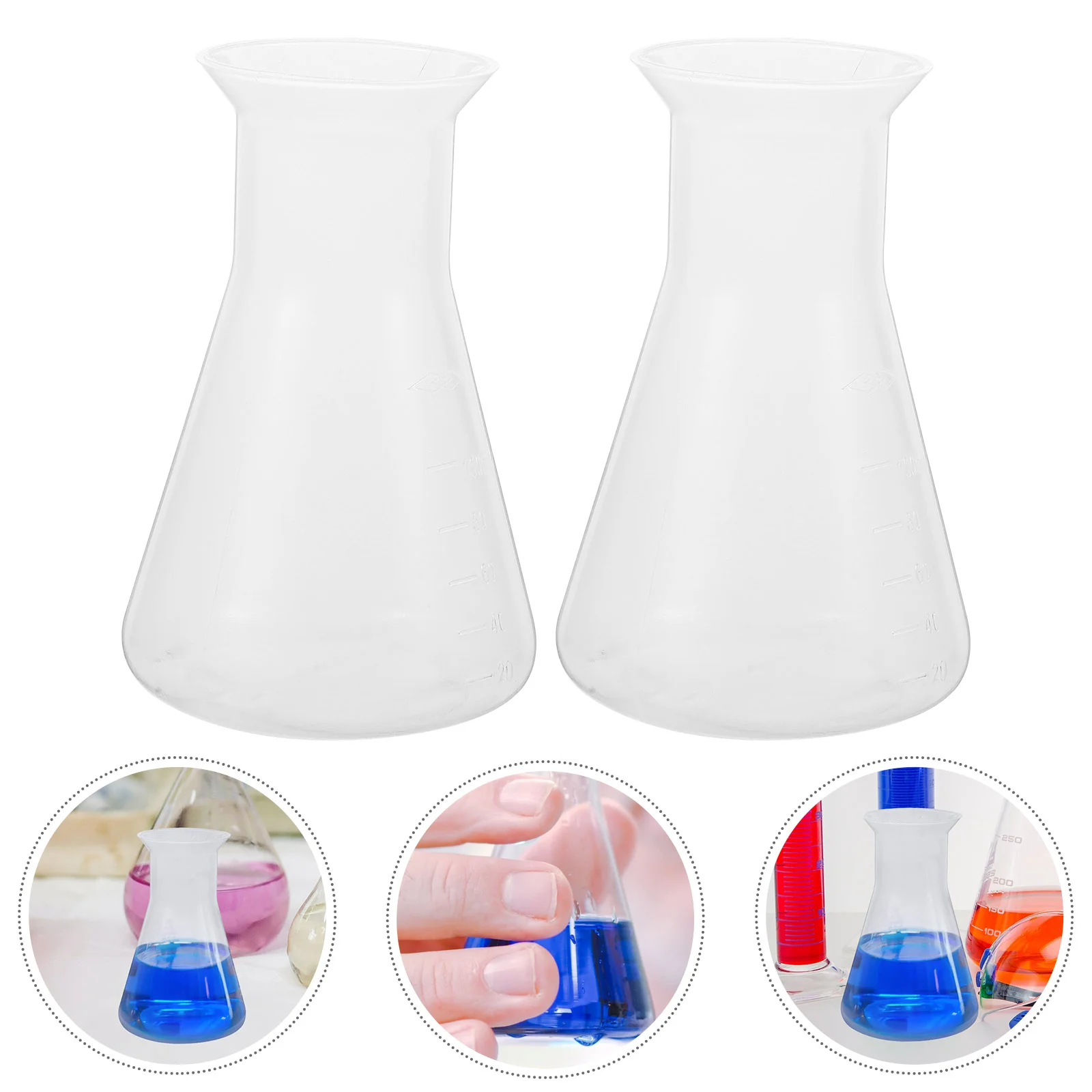 6 Pcs Clamp Stand Laboratory Flask Flasks Erlenmeyer 100ml Graduated Bottle Plastic