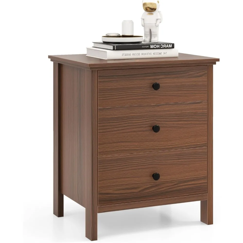 

Nightstand with Drawers Wooden Side End Table with Solid Wood Legs Retro Drawer Bedside Table Night Stand for Bed