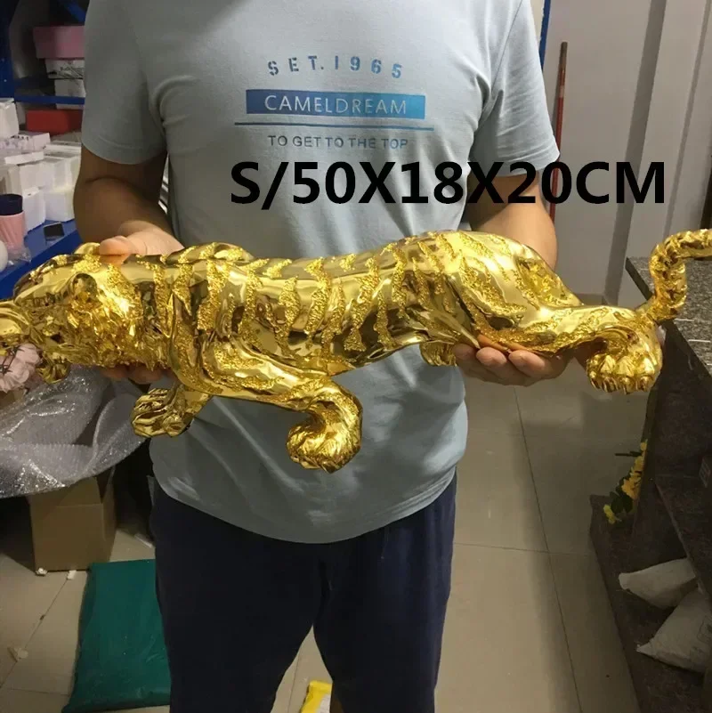 Modern Abstract Gold Panther Sculpture Geometric Resin Tiger Statue Wildlife Decor Gift Craft Ornament Accessories Furnishing
