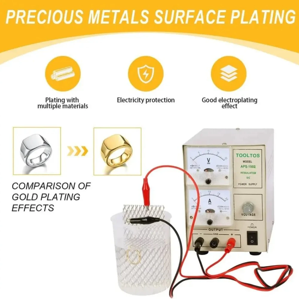 24K Gold Plating Kit 2A Electroplating Machine Plating Tool for Silver Gold Jewelry Professional Equipment for Metal Gilding