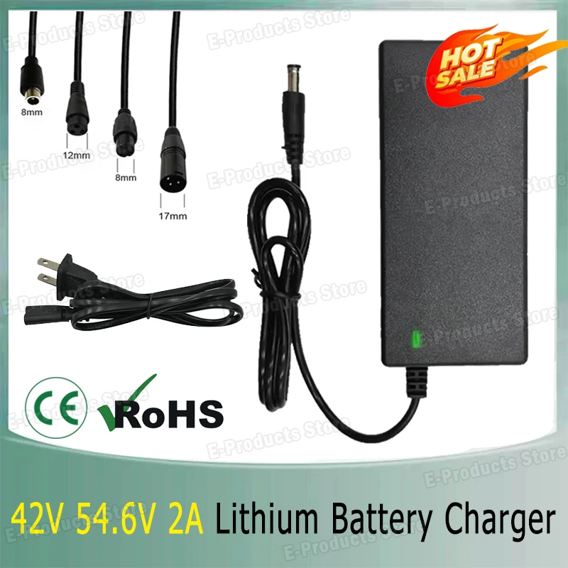 36 فولت 48 فولت 2A بطارية محولات الطاقة لبطارية ليثيوم AC100-240V 42 فولت 54.6 فولت 2A بطارية ليثيوم أيون حزمة شاحن تيار مستمر 5.5 مللي متر الاتحاد الأوروبي الولايات المتحدة التوصيل