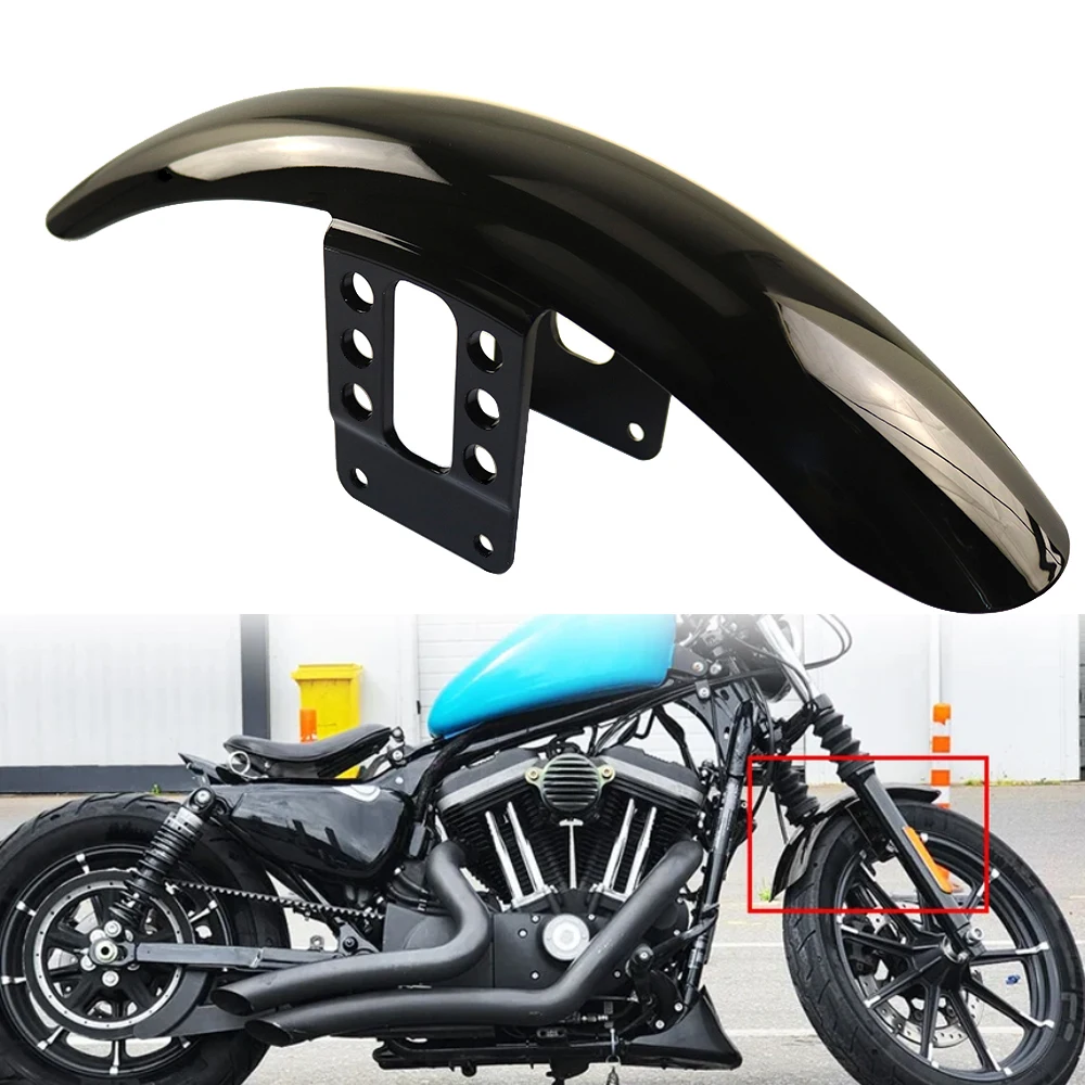 

Motorcycle Front Fender Gloss Black Mudguard Guard Cover Fit For Harley Sportster Iron 1200 XL 883 XL1200 48 72 1988-later