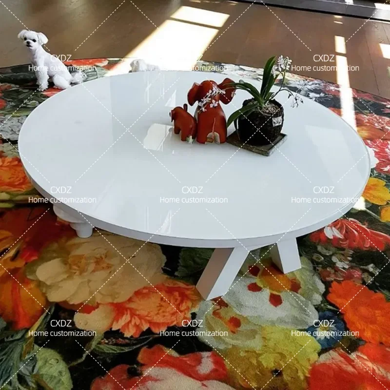 Round Coffee Table Modern Simple Rectangular Side Table for Living Room Small Apartment Tea Corner Furniture
