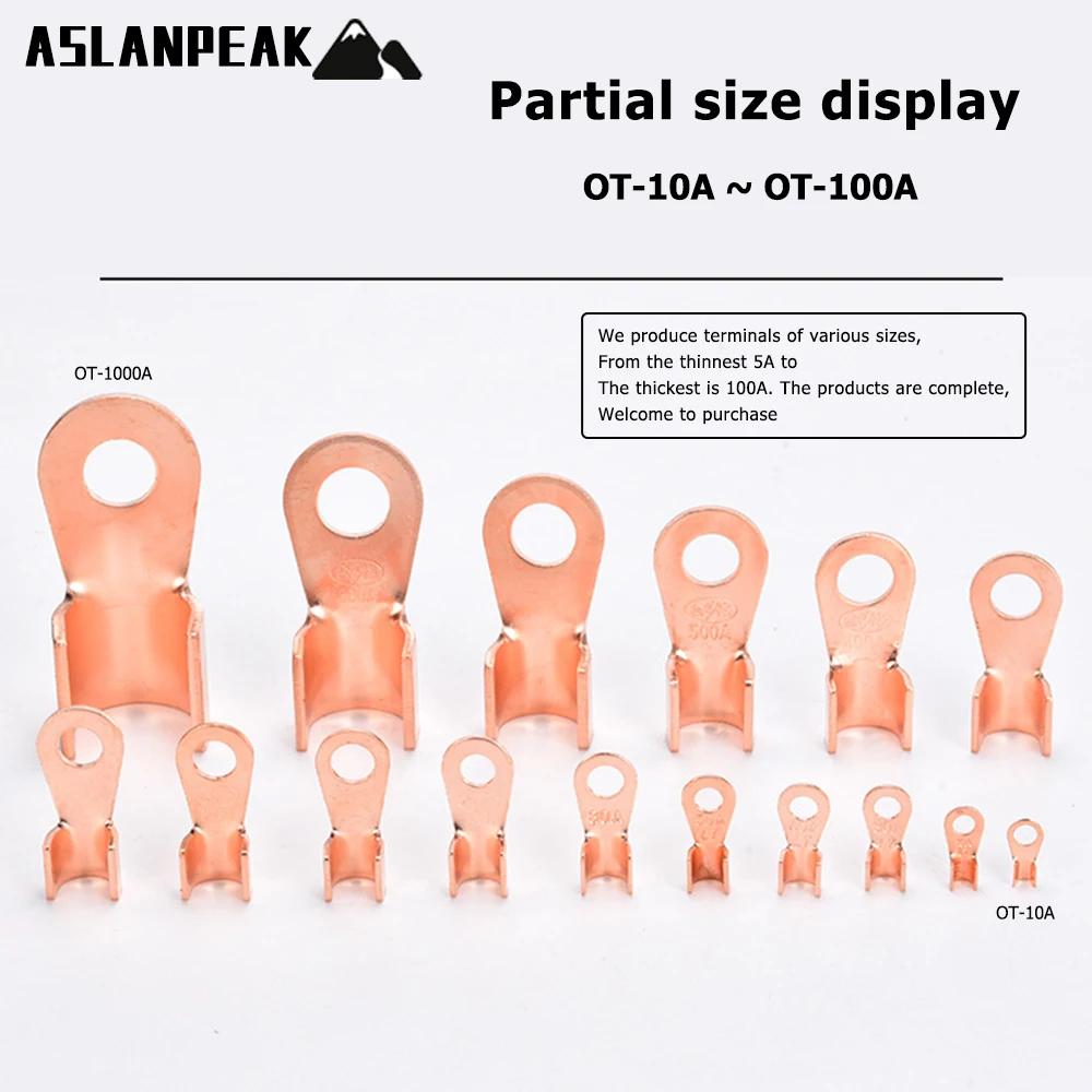 OT 70/80/120 قطعة/المجموعة النحاس محطة مفتوحة تجعيد حلقة موصل كابل سلك كهربائي محطة العروات النحاسية محطة موصلات عدة