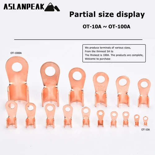 Imagen 2 del producto OT 70/80/120 uds/Kit Terminal de cobre conector de anillo de engarzado abierto Cable Terminal de Cable eléctrico terminales de cobre Kit de conectores de terminales