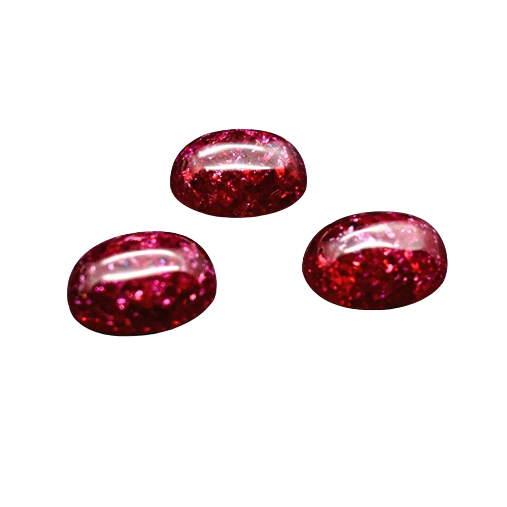 

Ruby with Internal Crackle Oval Cabochon Smooth Polished Surface Egg Shape Blood-red Ruby Cabochon Flat Back