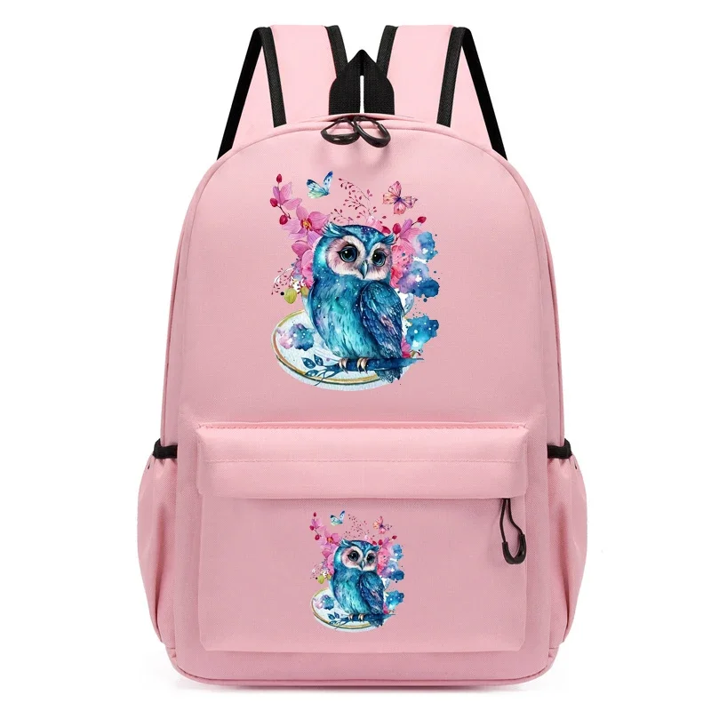 Bambini Bagpack acquerello gufo fiore ragazza zaino scuola materna zainetto bambini Anime cartone animato ragazza Bookbag viaggi scuola borse