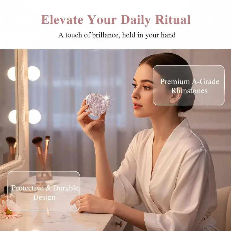 Sparkling Rhinestone Metal Tin Container Portable Tinplate Jewelry Necklace Holder Case for Earring Ring Storage Travel