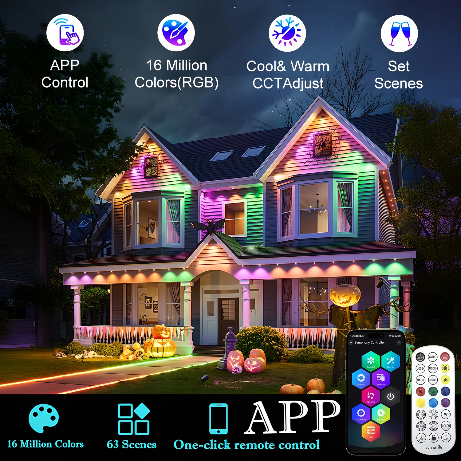 

Футов Перманентная наружная гирлянда RGBIC Eaves светодиодный Lights APP Bluetooth
