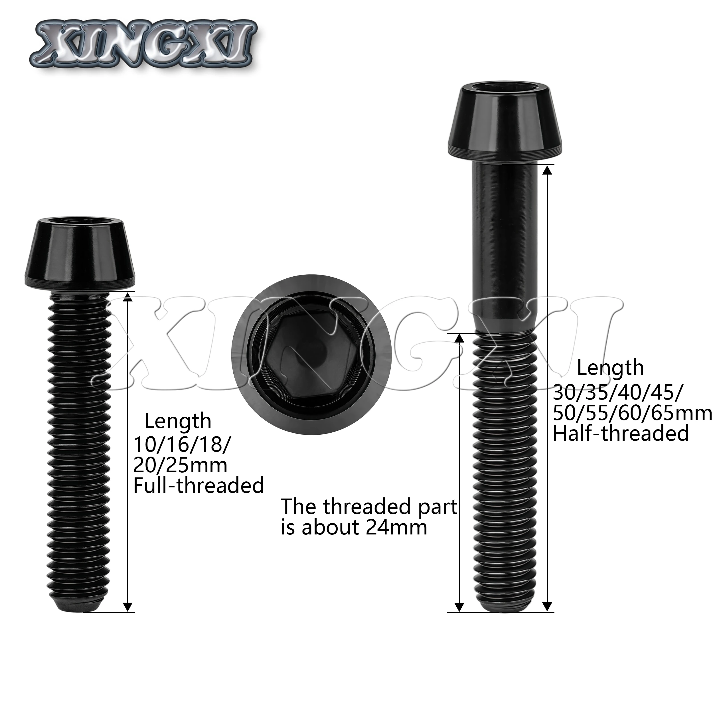 Xingxi Titan M6x10 16 18 20 25 30 35 40 45 50 55 60 65 mm Inbusschlüssel Kegelkopfschraube für Fahrrad-Headset-Bremse Bicicleta-Schrauben