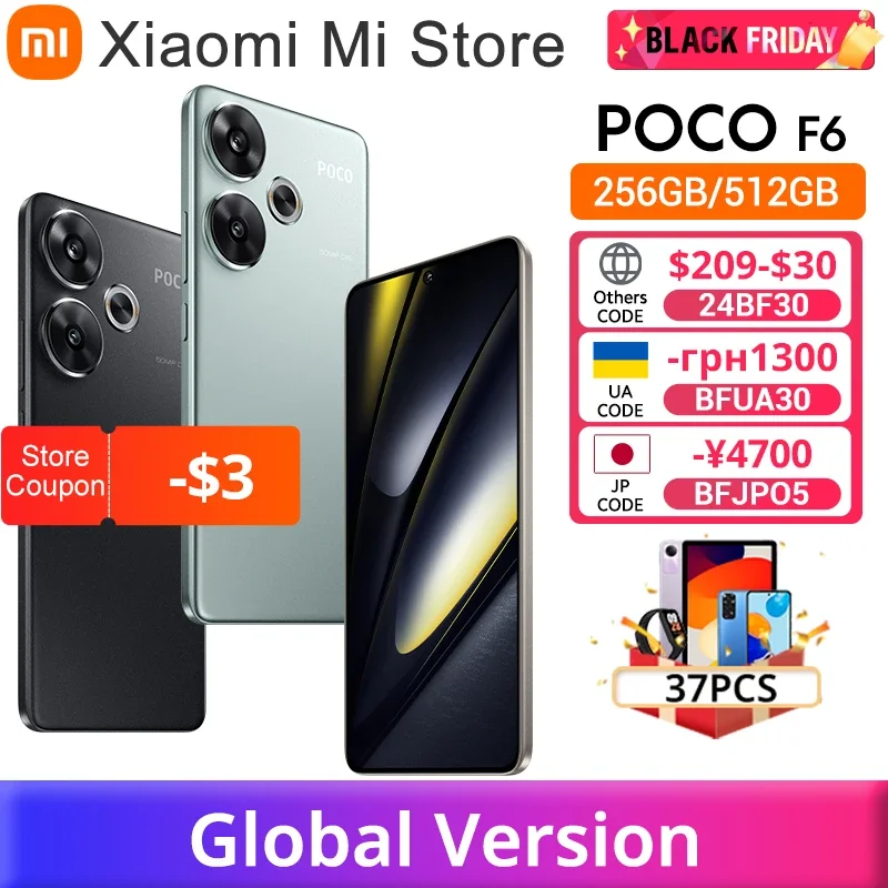 POCO F6 5G Cellphone Snapdragon 8s Gen 3 Global Version 90W turbo charging 5000mAh battery 6.67” 1.5K 120Hz AMOLED DotDisplay