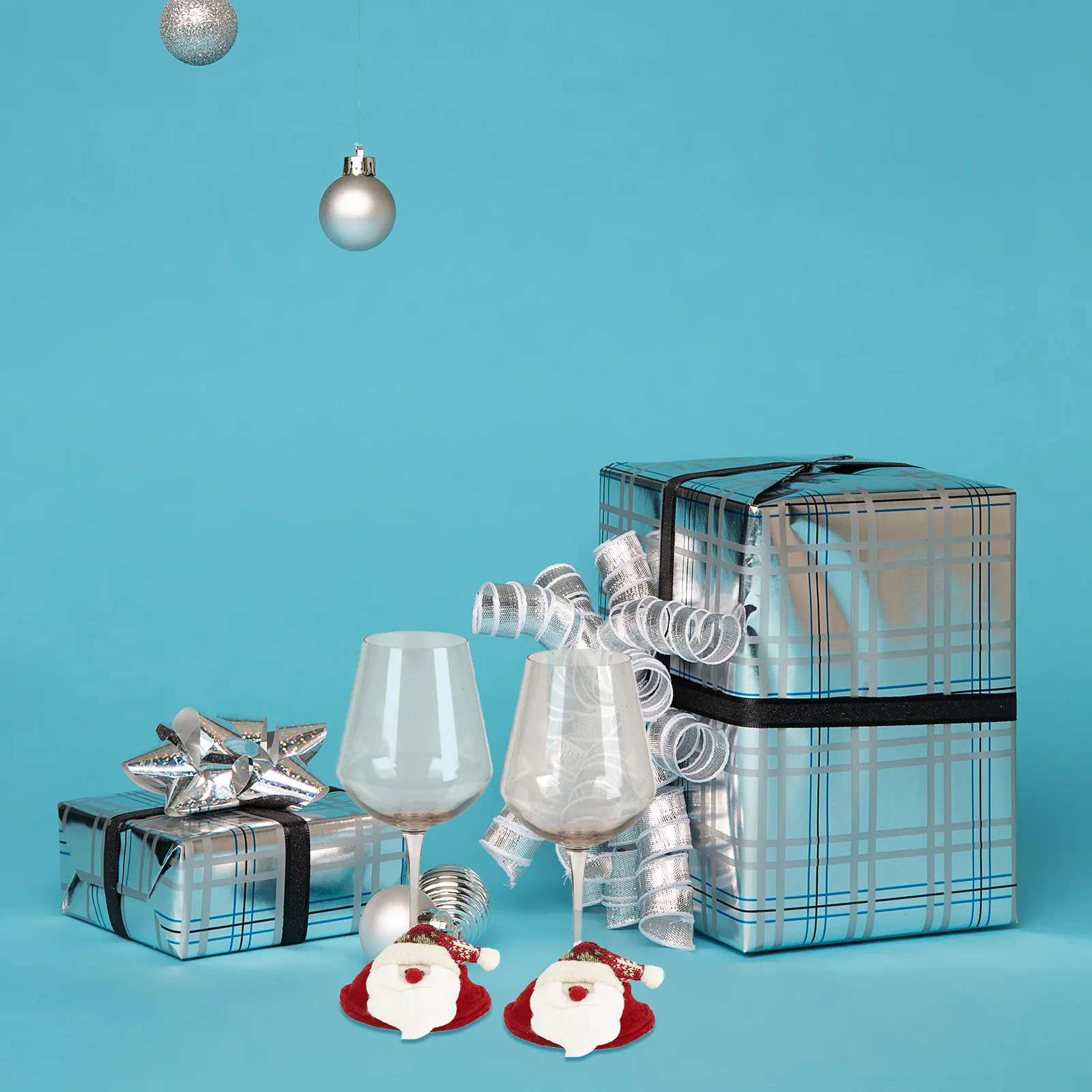 

Christmas Wine Glass Coasters Santa Claus Table Decoration Reusable Festive Joyful Kitchen Hotel