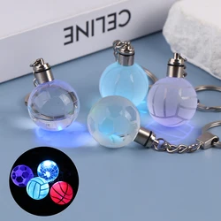 New Fashion Keychains Earth Basketball Crystal Led Light Keyrigs For Friend Lover Family Birthday Gift