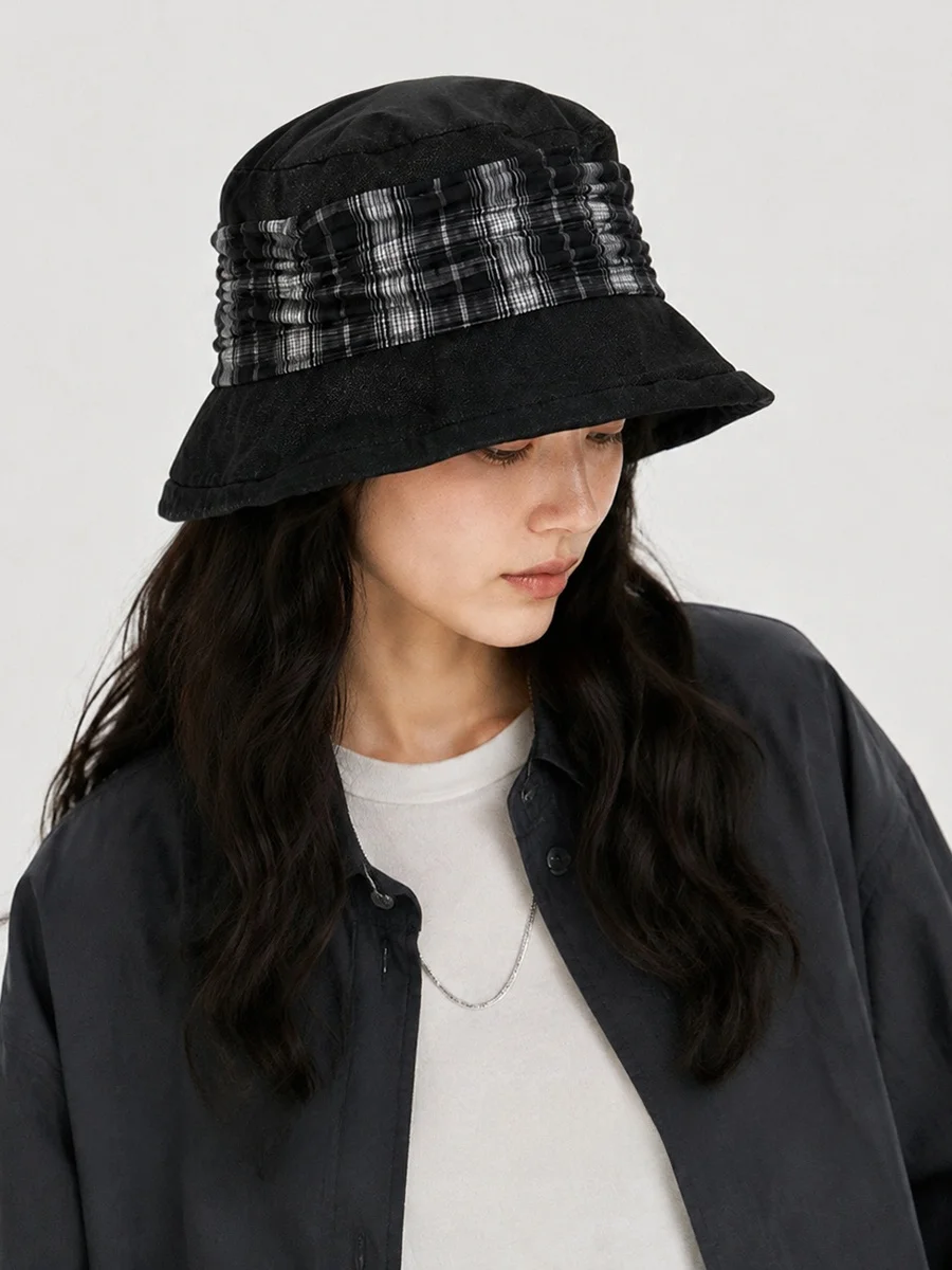 chapeau-de-pecheur-en-jean-delave-a-motifs-ecossais-retro-style-decontracte-pour-femmes-chapeau-seau-haut-de-gamme-a-large-bord-pliable-et-a-calotte-plate